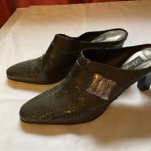 Brighton “Rhyme” Snakeskin Mules 8 1/2 M, Made in Italy